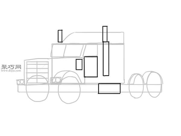 简笔画麦克货车的画法步骤 9