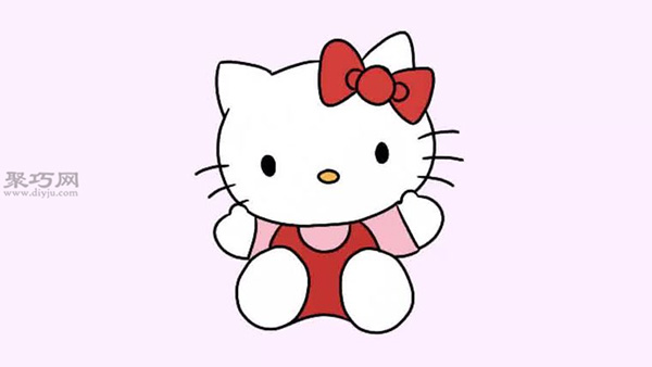 卡通凯蒂猫的画法步骤教程 教你坐着的Hello Kitty的画法