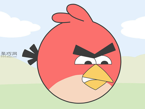 如何画红色的愤怒的小鸟 怒鸟红画法步骤图解