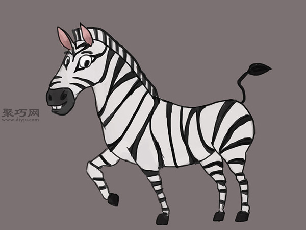 卡通斑马的画法步骤图解教你如何画可爱的卡通斑马
