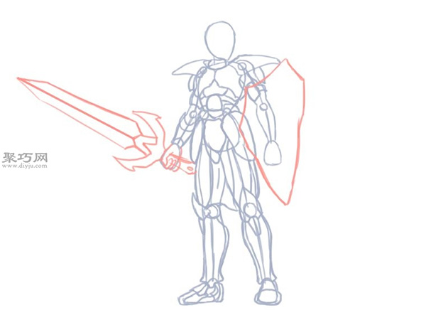 动漫等方面的想象力和灵感,为这位科幻骑士设计并描画一套独特的盔甲