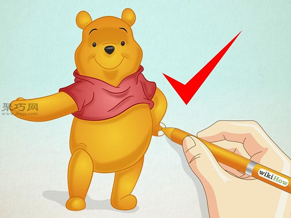 小熊维尼的画法步骤教程 教你站着的维尼熊的画法