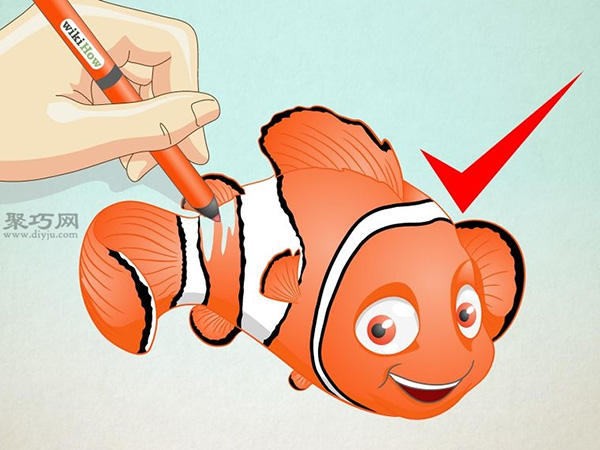《海底总动员》中的尼莫的画法步骤 教你怎么画尼莫小鱼简笔画