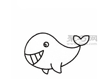 鲸鱼简笔画的画法步骤4