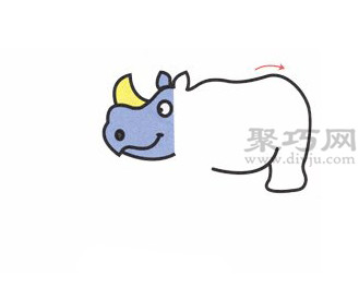 犀牛简笔画的画法步骤3