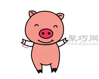 小猪简笔画的画法步骤5