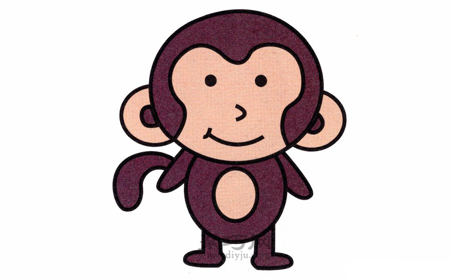 卡通动物简笔画教程之直立的猴子画法步骤图解