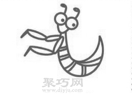 螳螂简笔画的画法步骤3