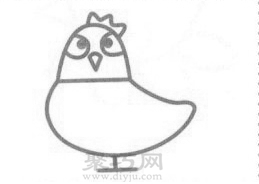 母鸡简笔画的画法步骤3