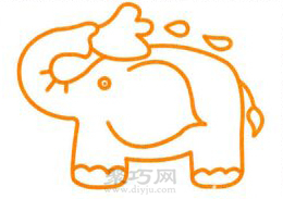 喷水的大象简笔画的画法