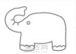 喷水的大象简笔画的画法步骤1