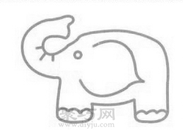 喷水的大象简笔画的画法步骤2