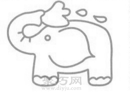 喷水的大象简笔画的画法步骤3