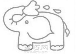 喷水的大象简笔画的画法步骤4