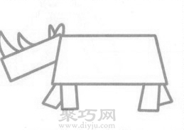 犀牛简笔画的画法步骤3