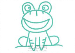 蹲坐的大眼睛青蛙画法 非常适合幼儿的简笔画教程