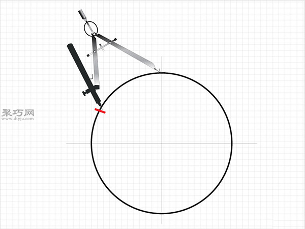用圆规画一个完美的六边形画法步骤 3