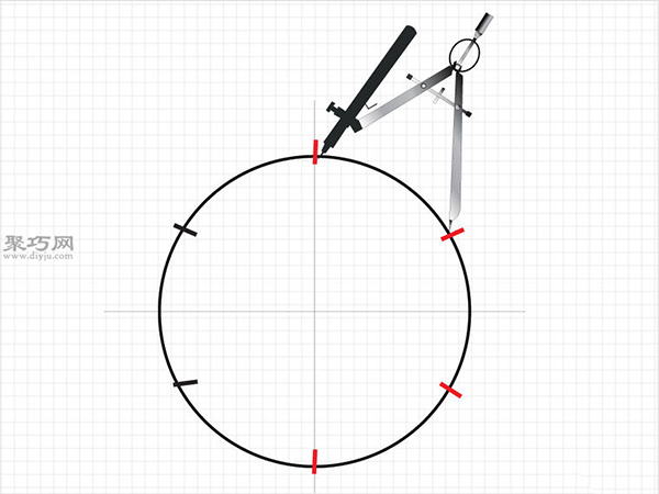 用圆规画一个完美的六边形画法步骤 6