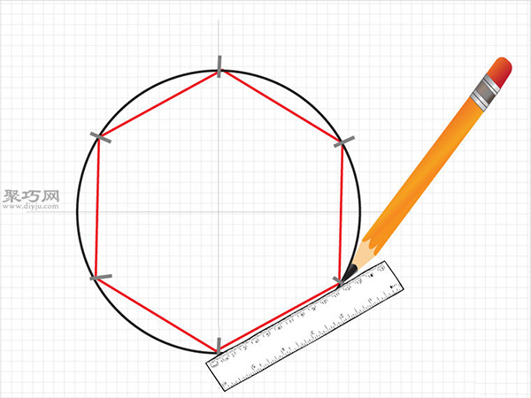 用圆规画一个完美的六边形画法步骤 7