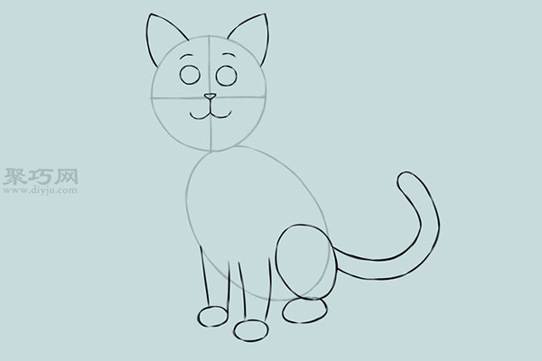 画一只卡通猫画法教程 4