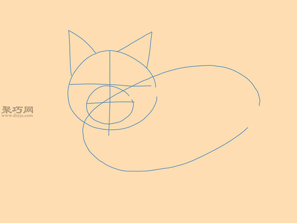 画站着的猫的侧视图的步骤 2