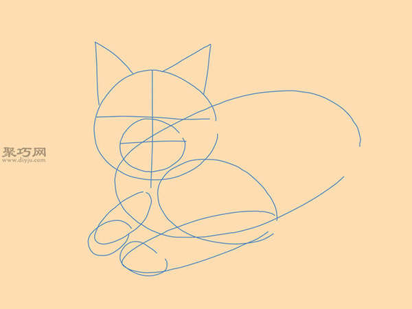 休息的猫的画法 3