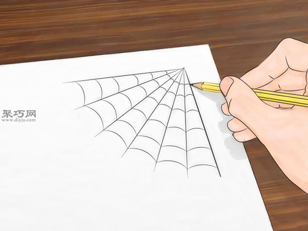 角落的蜘蛛网画法步骤 3