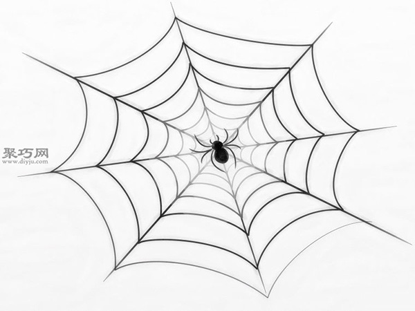 完整的蜘蛛网的画法 一起学画蜘蛛网步骤