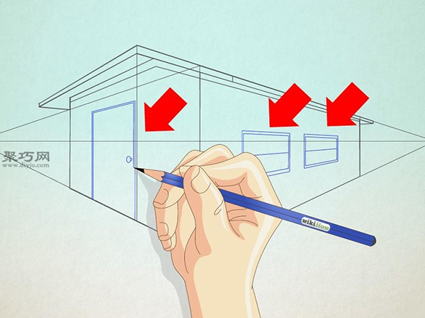 直线画房子画法教程 8