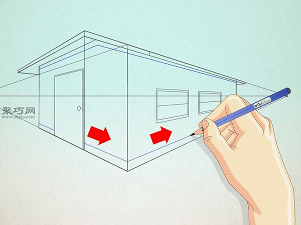 直线画房子画法教程 9