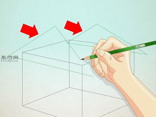 立方体画房子画法步骤一起学如何画一座简单的房子 聚巧网