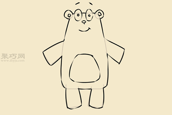 卡通版小熊玩偶画法教程 6
