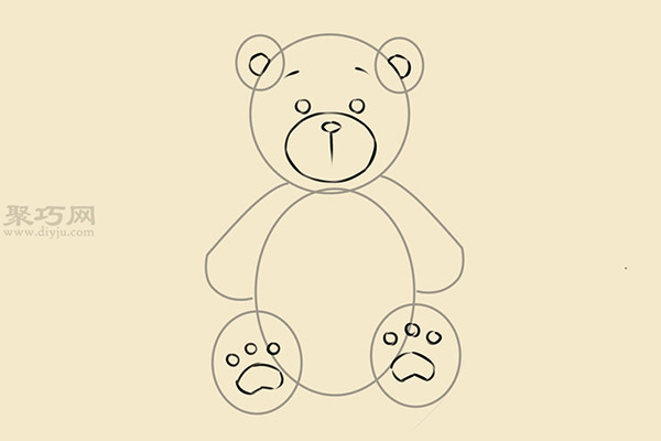 卡通小熊玩偶画法步骤 14
