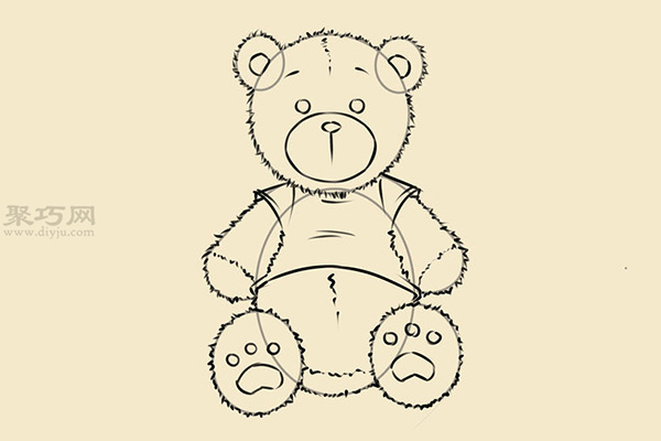 卡通小熊玩偶画法步骤 16