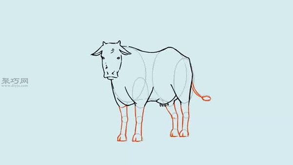 画现实风格的奶牛的步骤