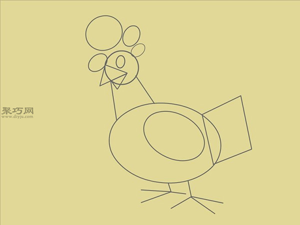 卡通公鸡的画法 9