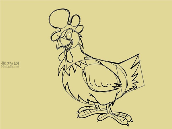 卡通公鸡的画法 10