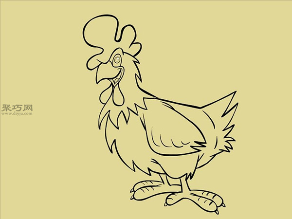 卡通公鸡的画法 11