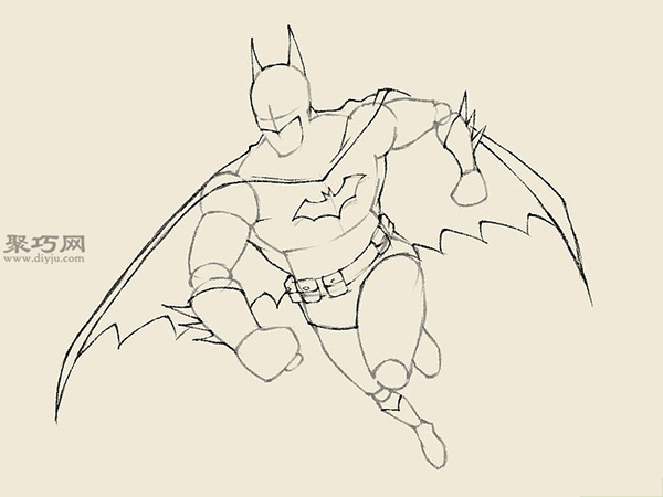 怎么画奔跑中的蝙蝠侠 3