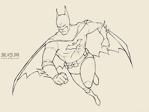 怎么画奔跑中的蝙蝠侠 4