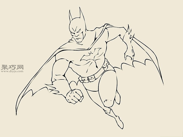 怎么画奔跑中的蝙蝠侠 5
