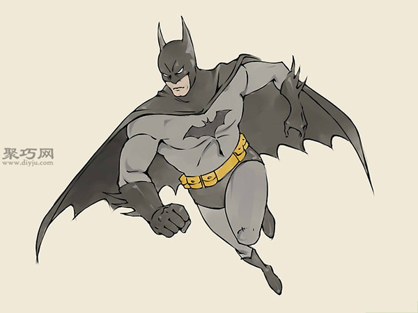怎么画奔跑中的蝙蝠侠 6