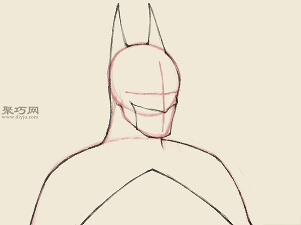怎么样画蝙蝠侠的头部 9