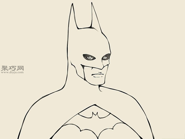 怎么样画蝙蝠侠的头部 11
