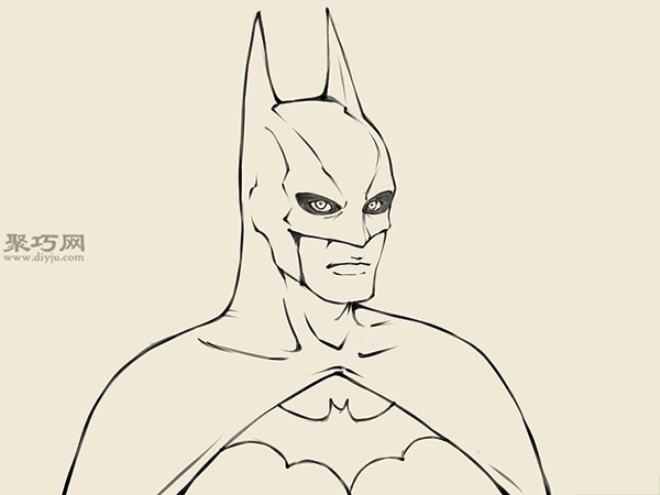 怎么样画蝙蝠侠的头部 12