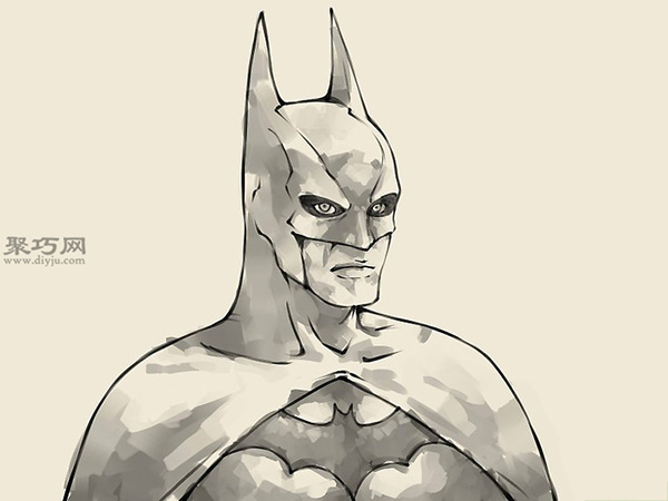 怎么样画蝙蝠侠的头部 13