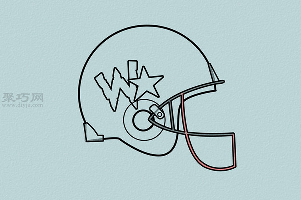 2维橄榄球头盔的画法 7