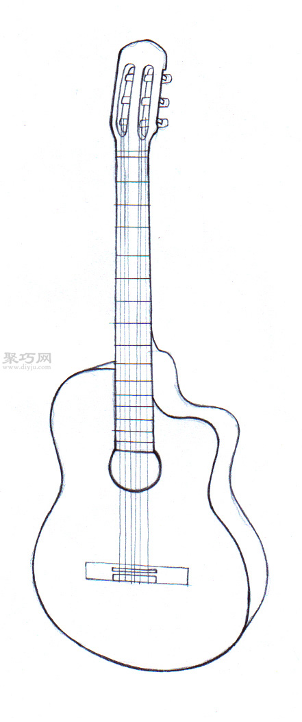 古典吉他画法教程一起学画吉他步骤