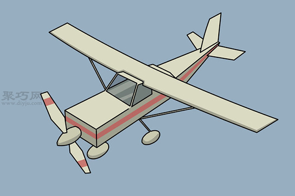 双翼飞机画法步骤 18