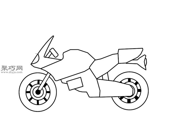 普通的摩托车画法教程 5
